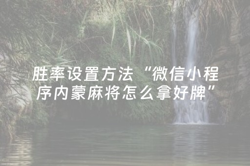 胜率设置方法“微信小程序内蒙麻将怎么拿好牌”（助赢神器)
