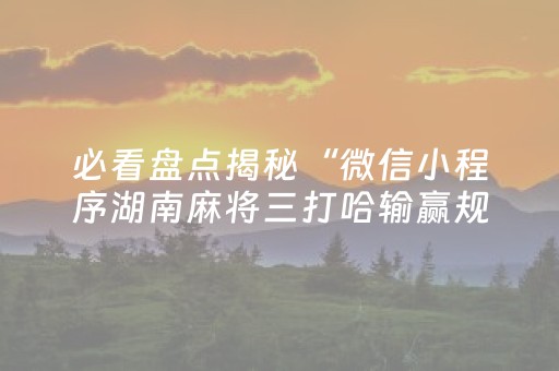 必看盘点揭秘“微信小程序湖南麻将三打哈输赢规律”（外辅工具)