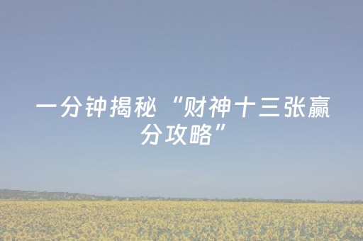 一分钟揭秘“财神十三张赢分攻略”（透明器教程)