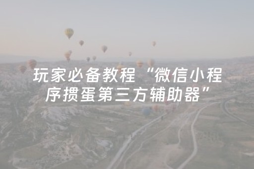 玩家必备攻略“微信小程序河南麻将助赢神器”（是否能开挂)