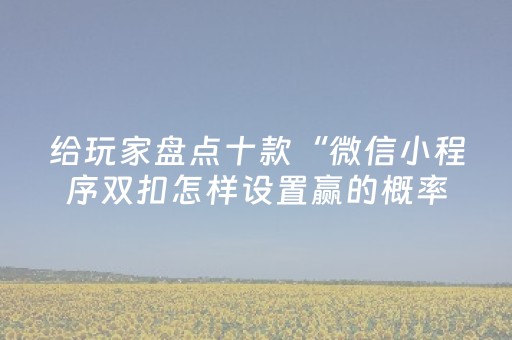 给玩家盘点十款“微信小程序双扣怎样设置赢的概率”（控牌器)