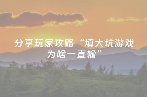 分享玩家攻略“填大坑游戏为啥一直输”（输赢跟id号有关系吗)
