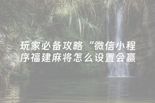 玩家必备攻略“微信小程序福建麻将怎么设置会赢”（有没有猫腻)