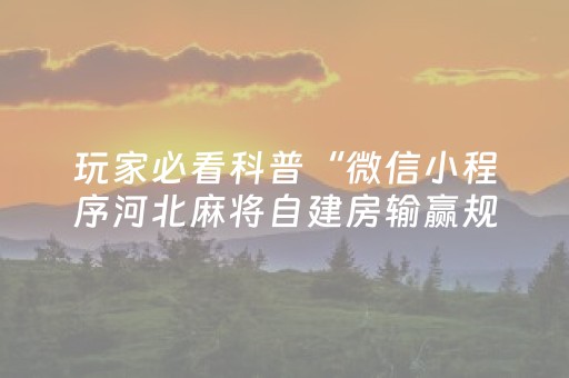 玩家必看科普“微信小程序河北麻将自建房输赢规律”（神器最新免费)