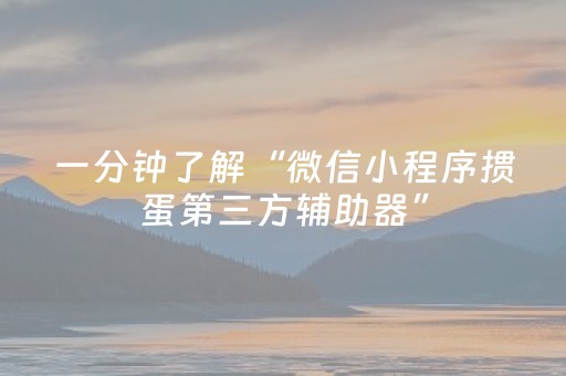 一分钟了解“微信小程序掼蛋第三方辅助器”（辅助器下载)