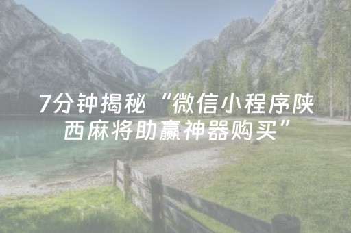 7分钟揭秘“微信小程序陕西麻将助赢神器购买”（外辅工具)