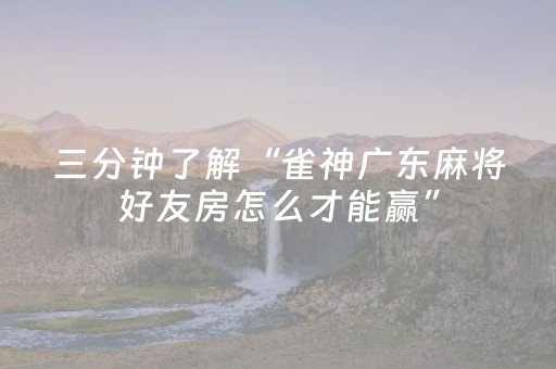 三分钟了解“雀神广东麻将好友房怎么才能赢”（通用挂软件多少钱)