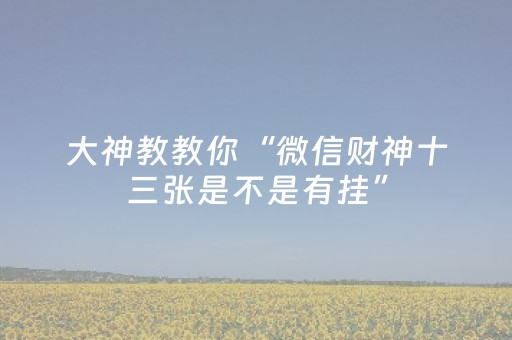 大神教教你“微信财神十三张是不是有挂”（神器最新免费)