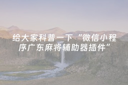 给大家科普一下“微信小程序广东麻将辅助器插件”（神器最新免费)
