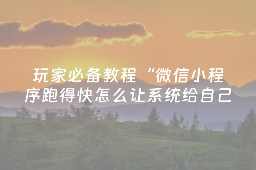 玩家必备教程“微信小程序跑得快怎么让系统给自己发好牌”（必赢神器辅助器)