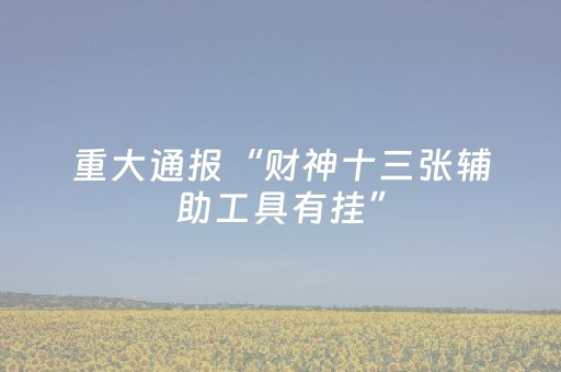 重大通报“财神十三张辅助工具有挂”（开挂辅助器脚本)