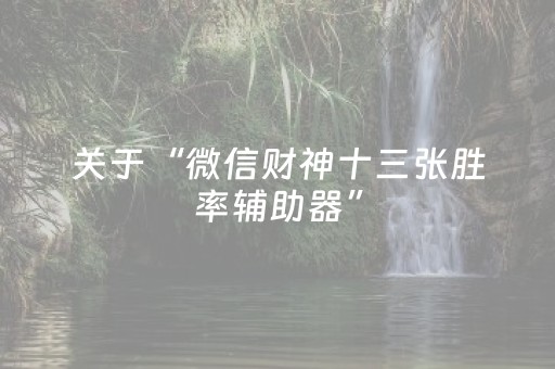 关于“微信财神十三张胜率辅助器”（必赢神器免费安装)