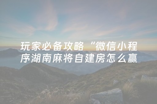 玩家必备攻略“微信小程序湖南麻将自建房怎么赢”（助攻神器)