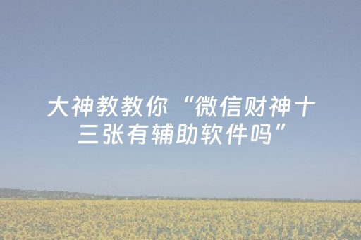 大神教教你“微信财神十三张有辅助软件吗”（万能开挂器)