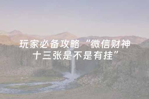 玩家必备攻略“微信财神十三张是不是有挂”（骗局大揭秘)