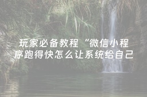玩家必备教程“微信小程序跑得快怎么让系统给自己发好牌”（透明挂辅助器)