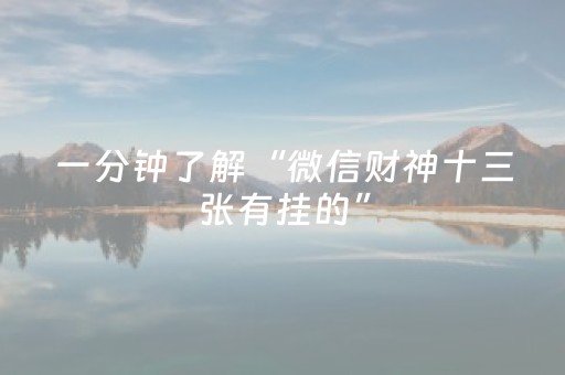 一分钟了解“微信财神十三张有挂的”（自建房胜负规律)