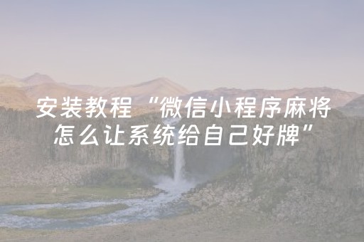 安装教程“微信小程序麻将怎么让系统给自己好牌”（控牌器)