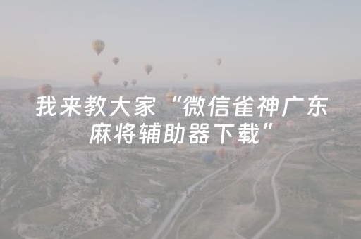 我来教大家“微信雀神广东麻将辅助器下载”（专用神器下载)