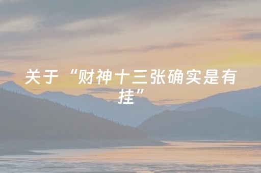 关于“财神十三张确实是有挂”（辅助神器免费)