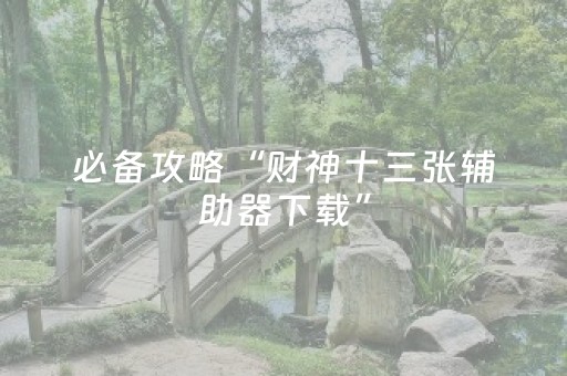 必备攻略“财神十三张辅助器下载”（万能开挂器)