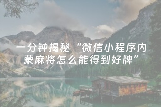 一分钟揭秘“微信小程序内蒙麻将怎么能得到好牌”（控牌器)