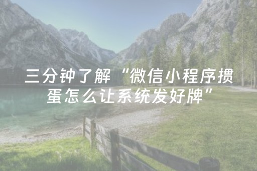 三分钟了解“微信小程序掼蛋怎么让系统发好牌”（赢的技巧规律)