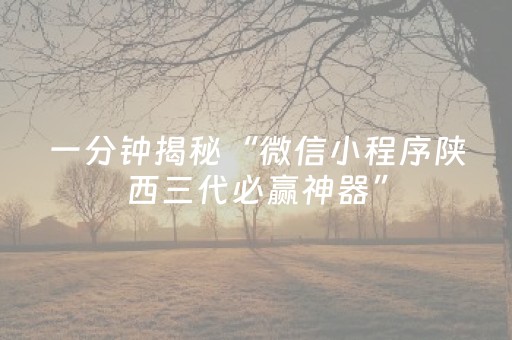 一分钟揭秘“微信小程序陕西三代必赢神器”（怎么能调好牌)