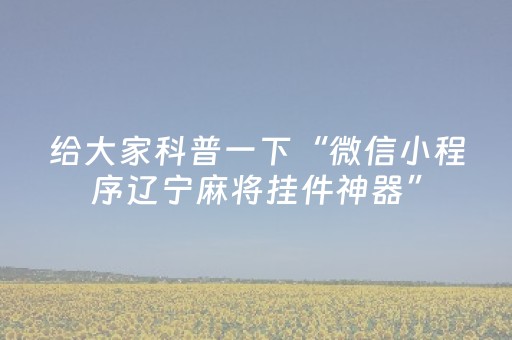 给大家科普一下“微信小程序辽宁麻将挂件神器”（怎么提高胜率)