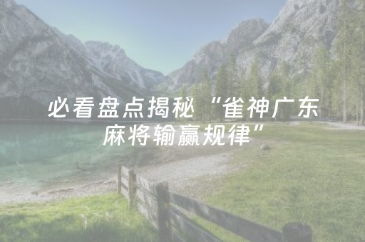 必看盘点揭秘“雀神广东麻将输赢规律”（外辅工具)