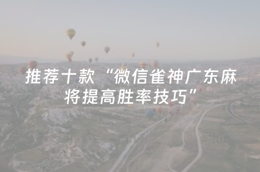 推荐十款“微信雀神广东麻将提高胜率技巧”（挂件神器)