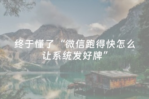 终于懂了“微信跑得快怎么让系统发好牌”（辅助器插件)