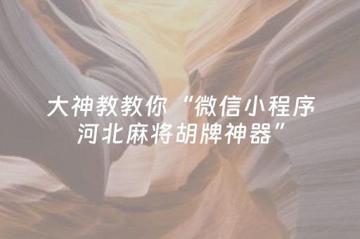 大神教教你“微信小程序河北麻将胡牌神器”（究竟是不是有挂)