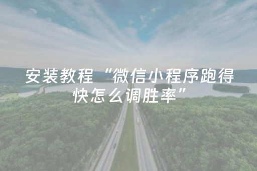 安装教程“微信小程序跑得快怎么调胜率”（装挂怎么安装)