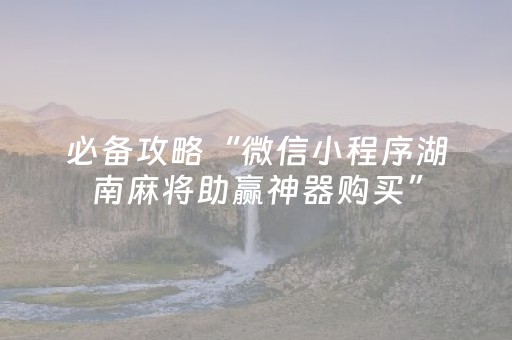 必备攻略“微信小程序湖南麻将助赢神器购买”（控牌神器)