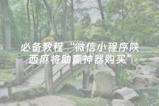 必备教程“微信小程序陕西麻将助赢神器购买”（神器通用版)