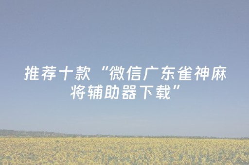 推荐十款“微信广东雀神麻将辅助器下载”（免费辅助)