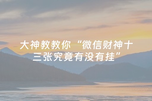 大神教教你“微信财神十三张究竟有没有挂”（专用神器)