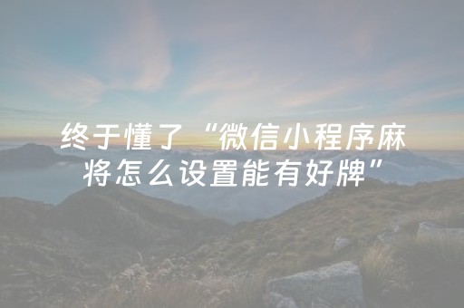 终于懂了“微信小程序麻将怎么设置能有好牌”（插件开挂免费AI)