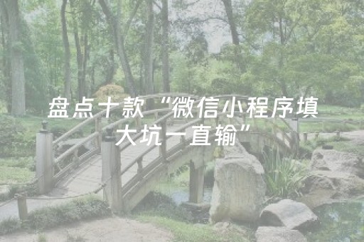 盘点十款“微信小程序填大坑一直输”（提高胜率技巧)