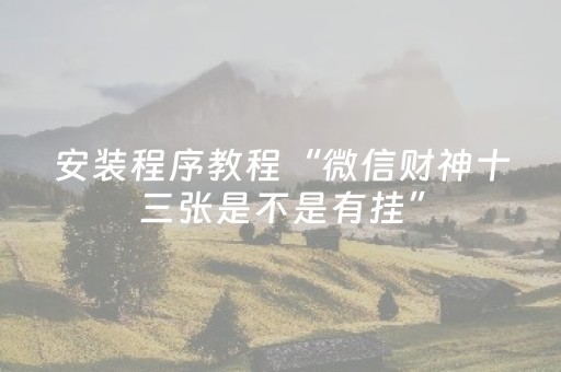 安装程序教程“微信财神十三张是不是有挂”（开挂辅助器插件)