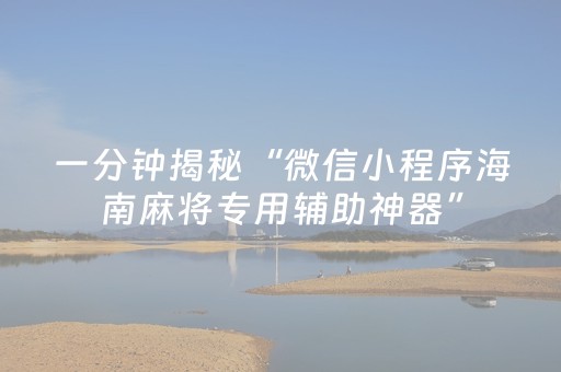 一分钟揭秘“微信小程序海南麻将专用辅助神器”（怎么增加胜率)