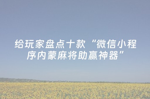 给玩家盘点十款“微信小程序内蒙麻将助赢神器”（插件可信吗)