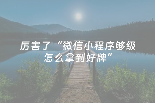 厉害了“微信小程序够级怎么拿到好牌”（免费专用神器)