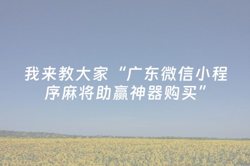 我来教大家“广东微信小程序麻将助赢神器购买”（开挂辅助脚本)