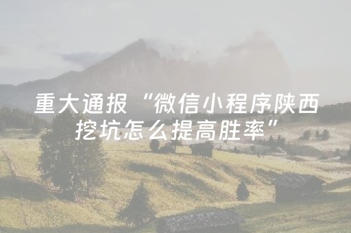 重大通报“微信小程序陕西挖坑怎么提高胜率”（辅助器通用版)