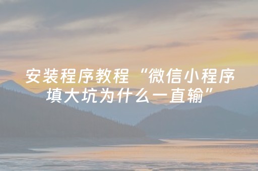安装程序教程“微信小程序填大坑为什么一直输”（如何让系统发好牌)