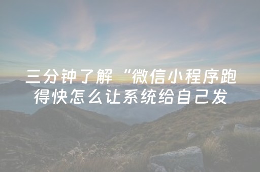 三分钟了解“微信小程序跑得快怎么让系统给自己发好牌”（开挂辅助器插件)