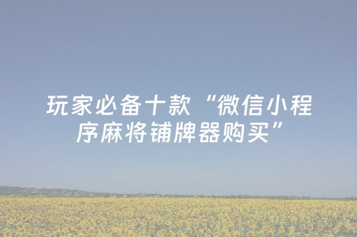 玩家必备十款“微信小程序麻将铺牌器购买”（辅牌器插件购买)