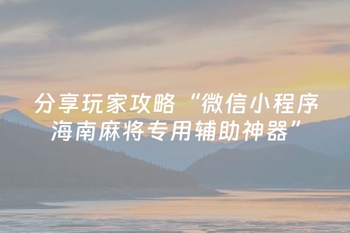 分享玩家攻略“微信小程序海南麻将专用辅助神器”（软挂神器)